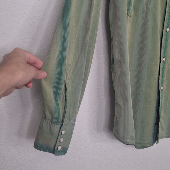 Lucky Brand Mens Western Shirt Sz M Plaid Pearl Snap Button Dugarees Cowboy - Picture 5 of 12